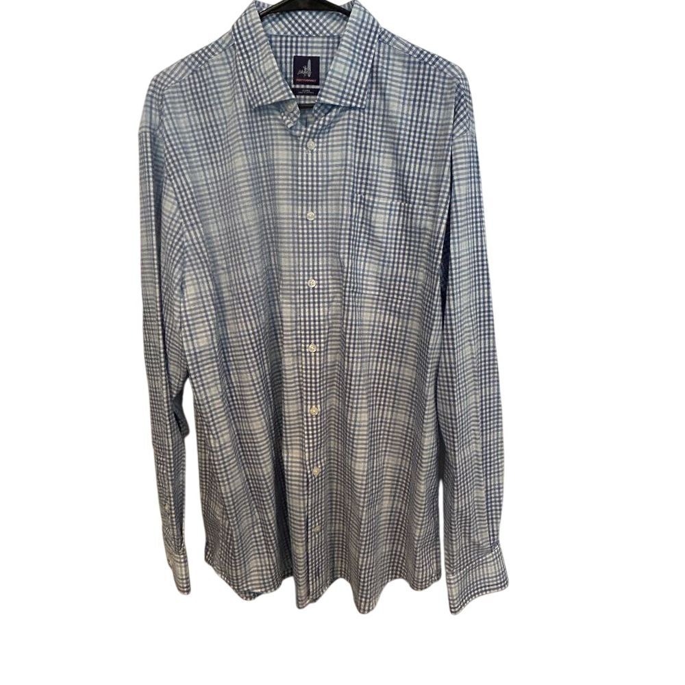 Johnnie-O Prep-Formance Shirt XL Mens Blue Plaid Long Sleeve Button Down Pocket - Picture 2 of 4